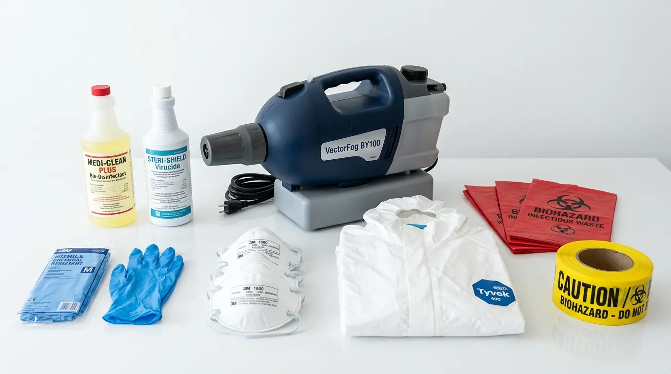 Professional biohazard remediation crew working in Mentor